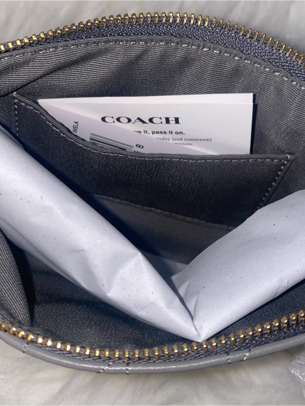 Coach Corner Zip Wristlet With Quilting
Slate color New with tags - Picture 6 of 10